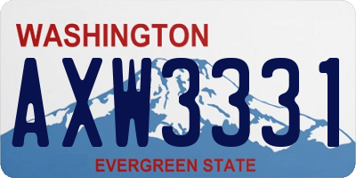 WA license plate AXW3331