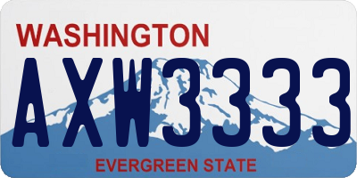 WA license plate AXW3333