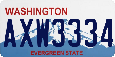 WA license plate AXW3334
