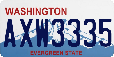 WA license plate AXW3335