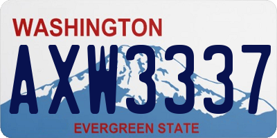 WA license plate AXW3337