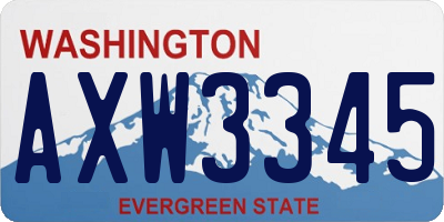 WA license plate AXW3345