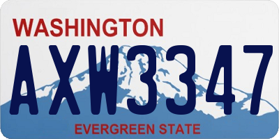 WA license plate AXW3347