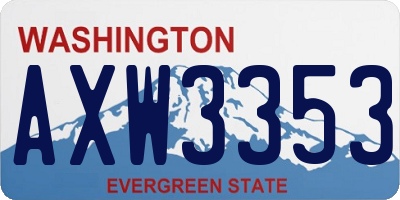 WA license plate AXW3353