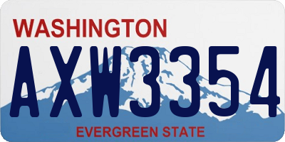 WA license plate AXW3354