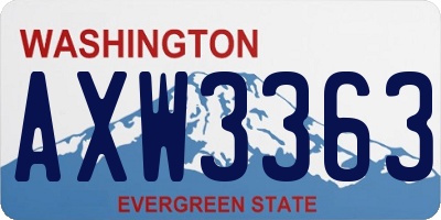 WA license plate AXW3363