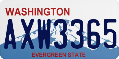 WA license plate AXW3365