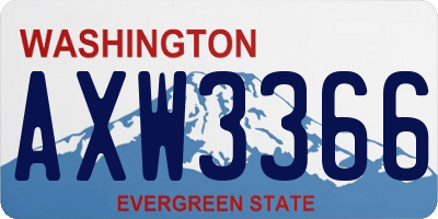 WA license plate AXW3366