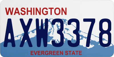 WA license plate AXW3378