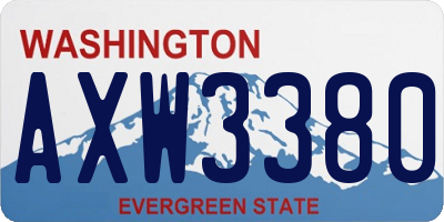 WA license plate AXW3380