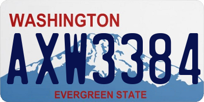 WA license plate AXW3384