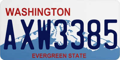 WA license plate AXW3385