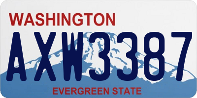 WA license plate AXW3387