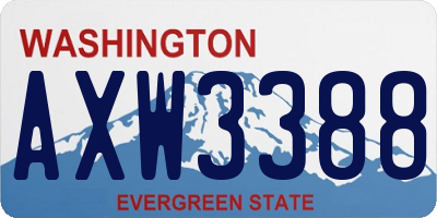 WA license plate AXW3388