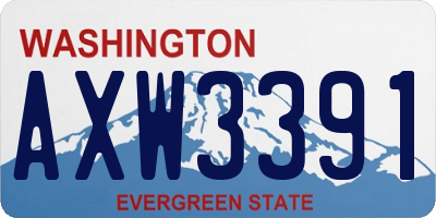 WA license plate AXW3391
