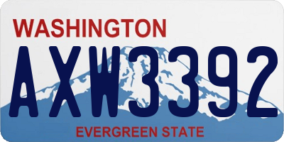WA license plate AXW3392