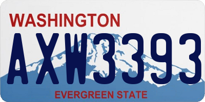 WA license plate AXW3393