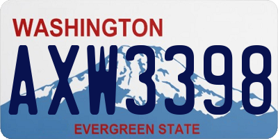 WA license plate AXW3398