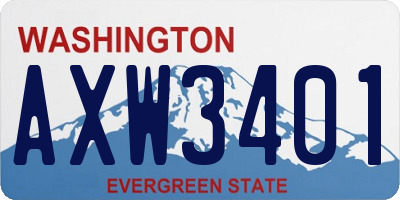 WA license plate AXW3401