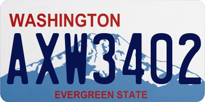 WA license plate AXW3402