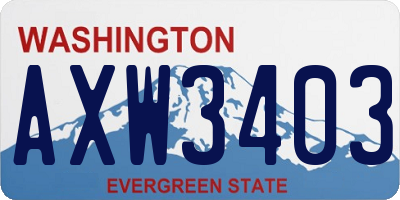 WA license plate AXW3403