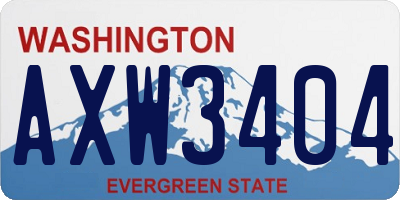 WA license plate AXW3404