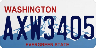 WA license plate AXW3405