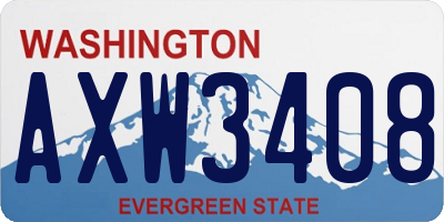WA license plate AXW3408