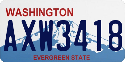 WA license plate AXW3418