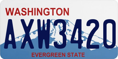 WA license plate AXW3420