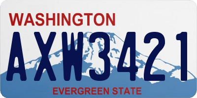 WA license plate AXW3421