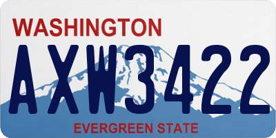 WA license plate AXW3422