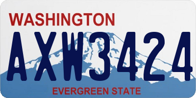 WA license plate AXW3424