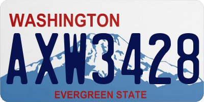 WA license plate AXW3428
