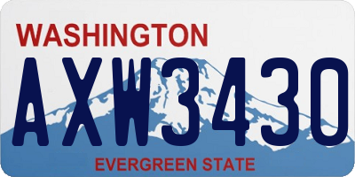 WA license plate AXW3430