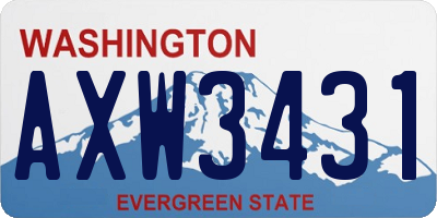 WA license plate AXW3431