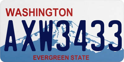 WA license plate AXW3433