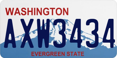 WA license plate AXW3434