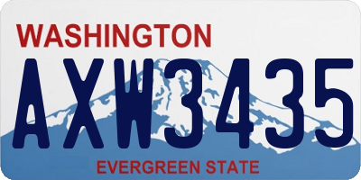 WA license plate AXW3435