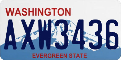 WA license plate AXW3436