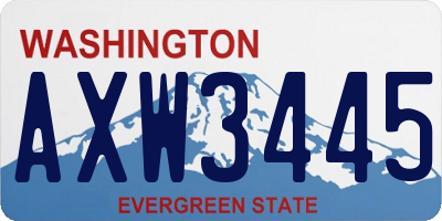 WA license plate AXW3445