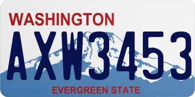 WA license plate AXW3453