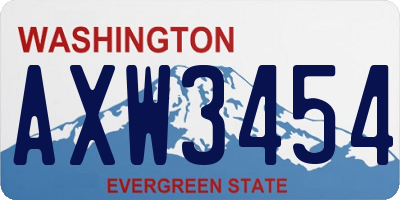 WA license plate AXW3454
