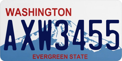 WA license plate AXW3455