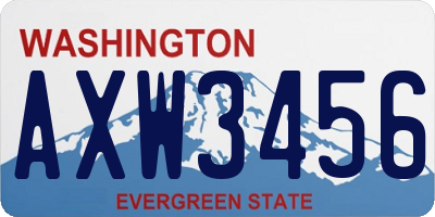 WA license plate AXW3456