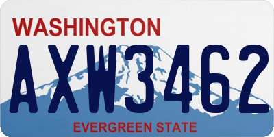 WA license plate AXW3462