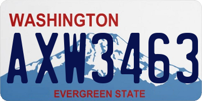 WA license plate AXW3463