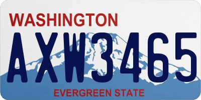 WA license plate AXW3465
