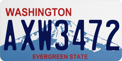 WA license plate AXW3472