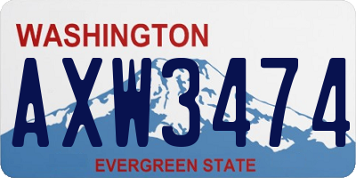 WA license plate AXW3474